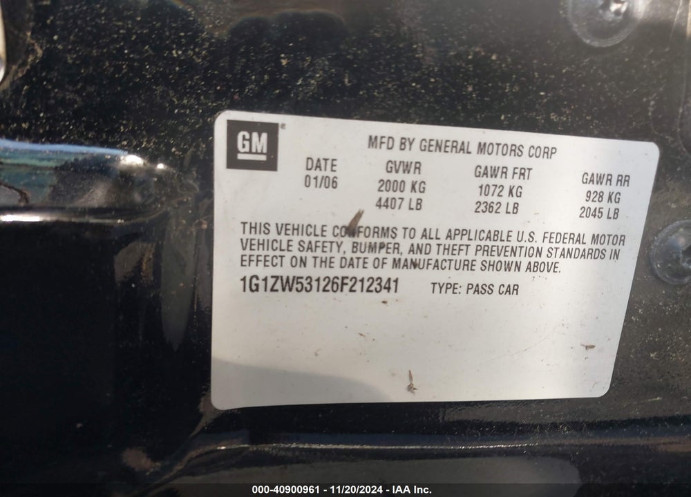 2006 CHEVROLET MALIBU SS VIN: 1G1ZW53126F212341