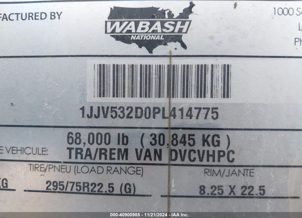 2023 WABASH NATIONAL CORP --- VIN: 1JJV532D0PL414775