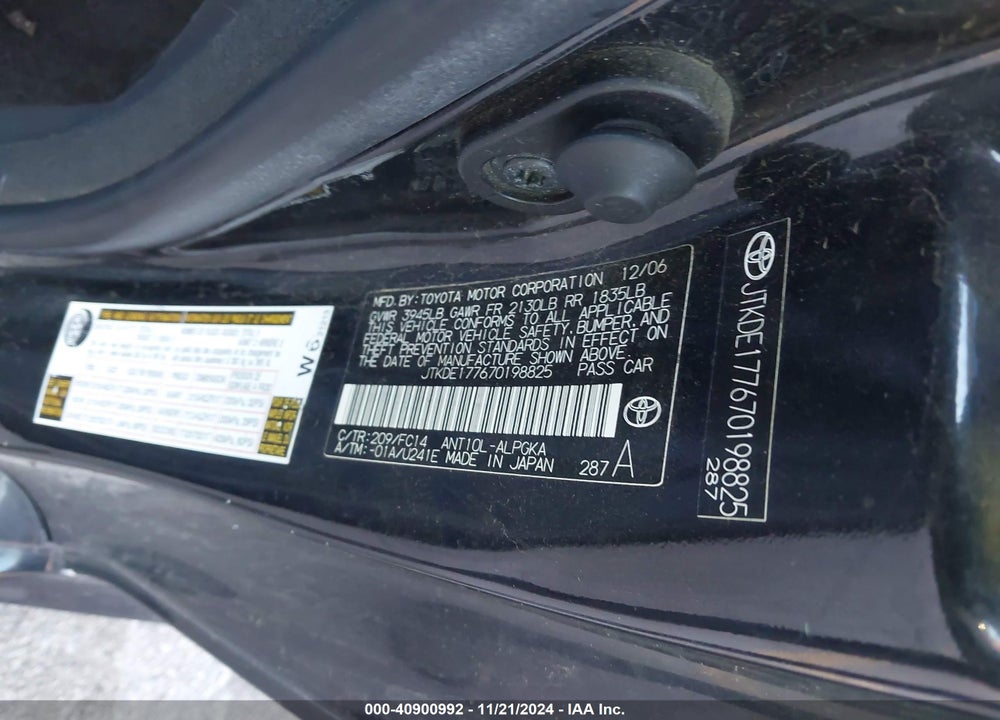 2007 SCION TC VIN: JTKDE177670198825