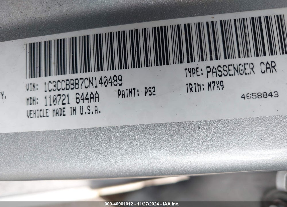 2012 CHRYSLER 200 TOURING VIN: 1C3CCBBB7CN140489
