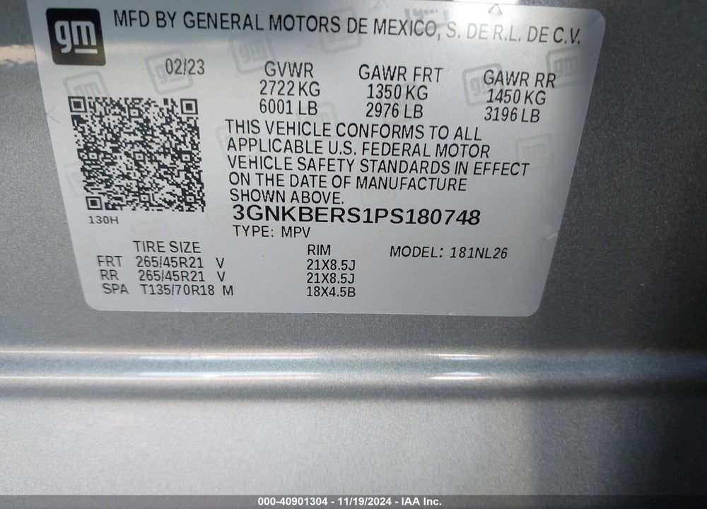2023 CHEVROLET BLAZER FWD RS VIN: 3GNKBERS1PS180748