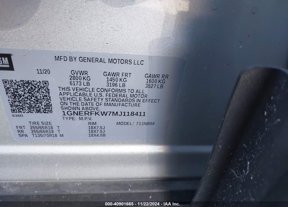 2021 CHEVROLET TRAVERSE FWD LS VIN: 1GNERFKW7MJ118411