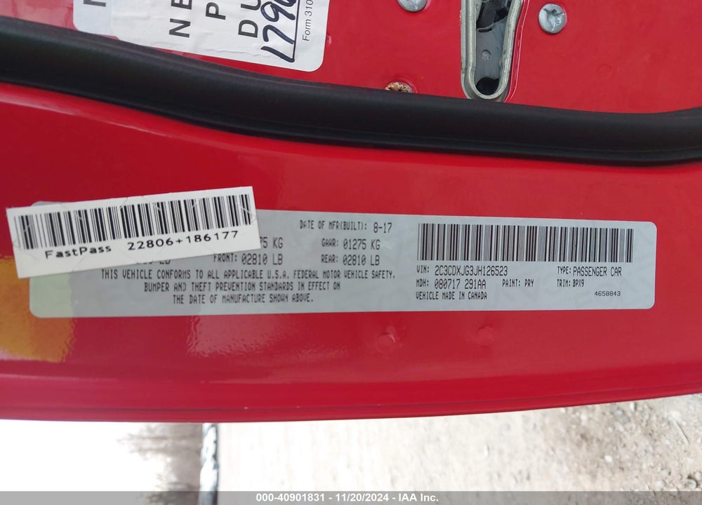 2018 DODGE CHARGER GT AWD VIN: 2C3CDXJG3JH126523