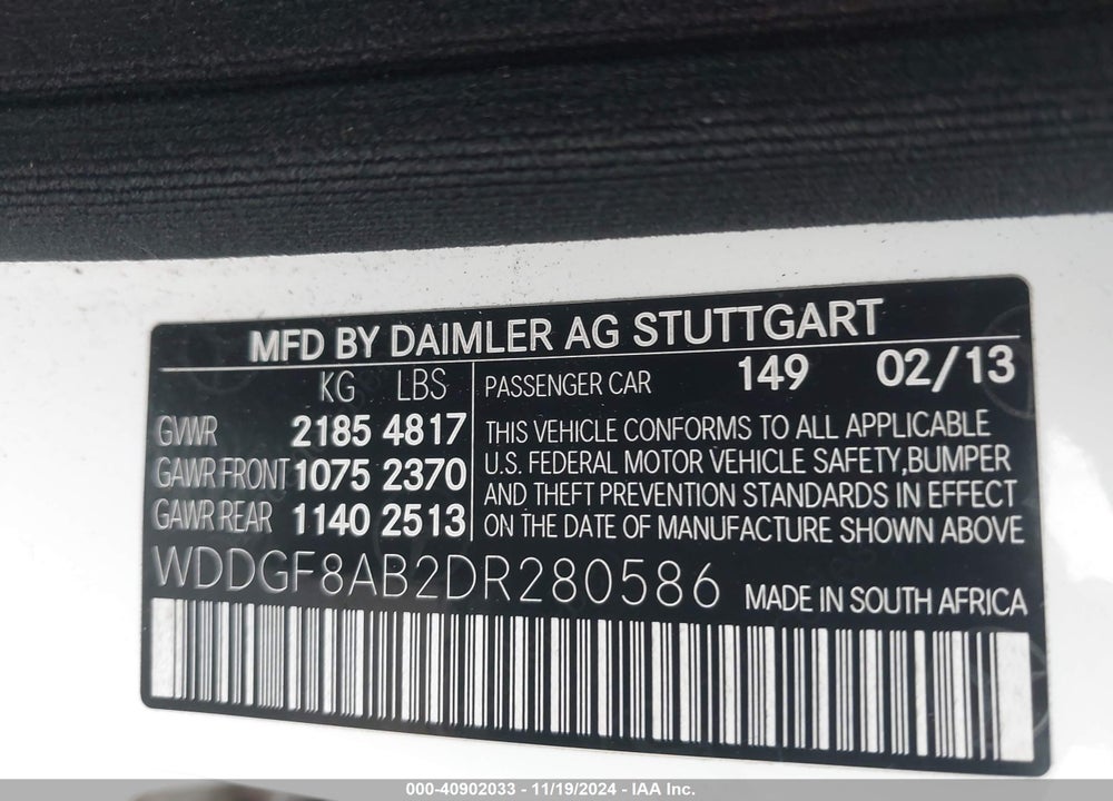 2013 MERCEDES-BENZ C 300 LUXURY 4MATIC/SPORT 4MATIC VIN: WDDGF8AB2DR280586