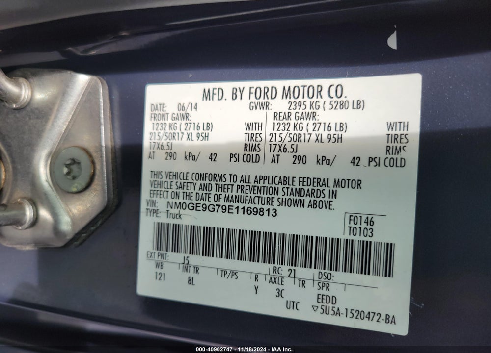 2014 FORD TRANSIT CONNECT VIN: NM0GE9G79E1169813