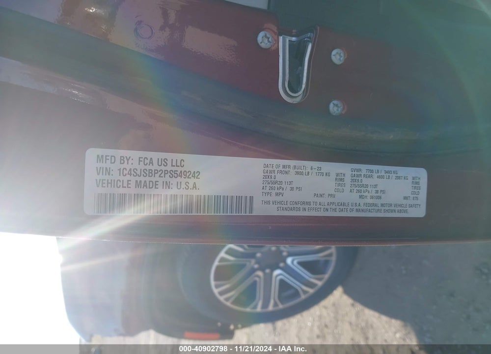 2023 JEEP WAGONEER L SERIES II 4X4 VIN: 1C4SJSBP2PS549242