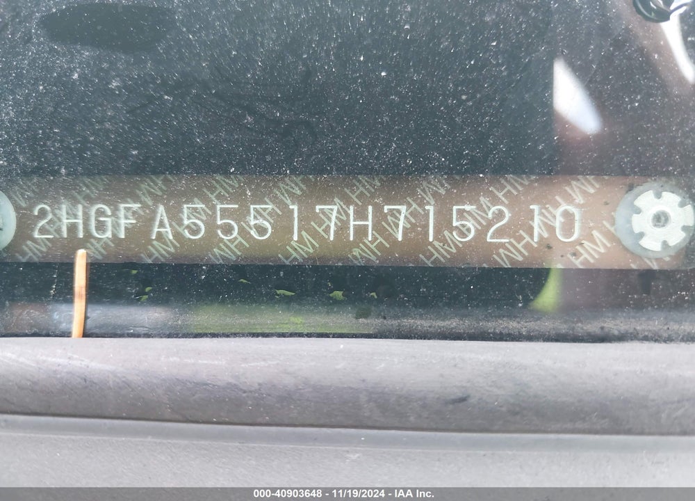 2007 HONDA CIVIC SI VIN: 2HGFA55517H715210