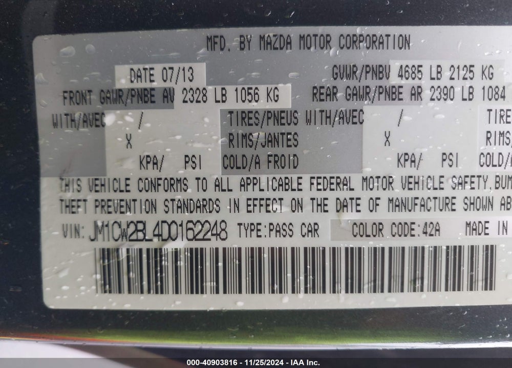 2013 MAZDA 5 SPORT VIN: JM1CW2BL4D0162248