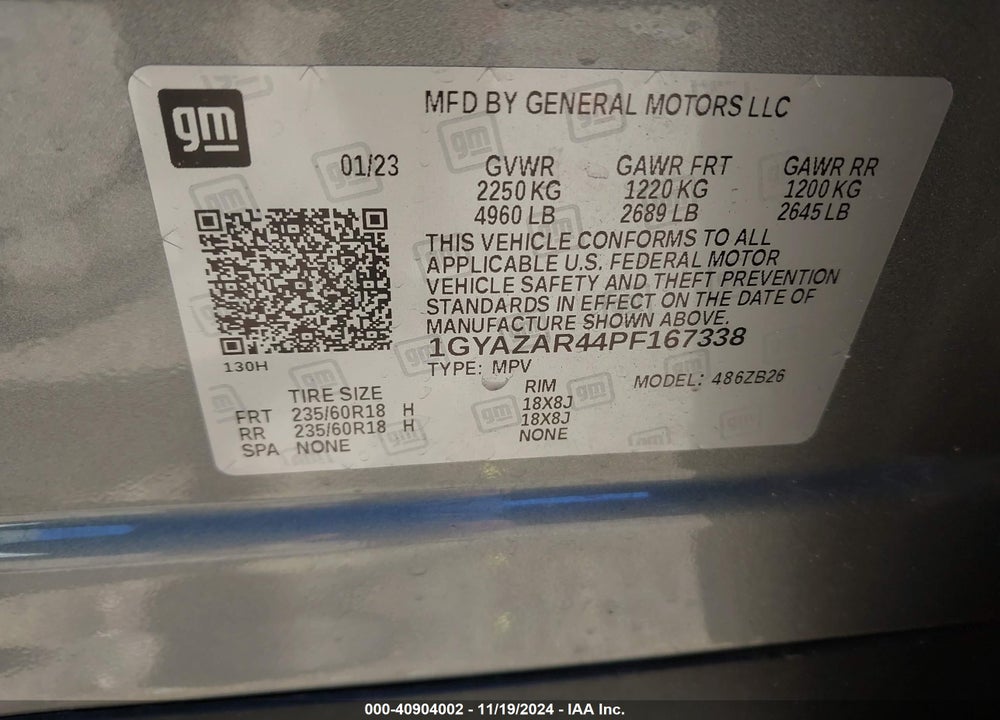 2023 CADILLAC XT4 FWD LUXURY VIN: 1GYAZAR44PF167338