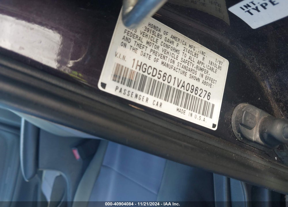 1997 HONDA ACCORD SE VIN: 1HGCD5601VA096276
