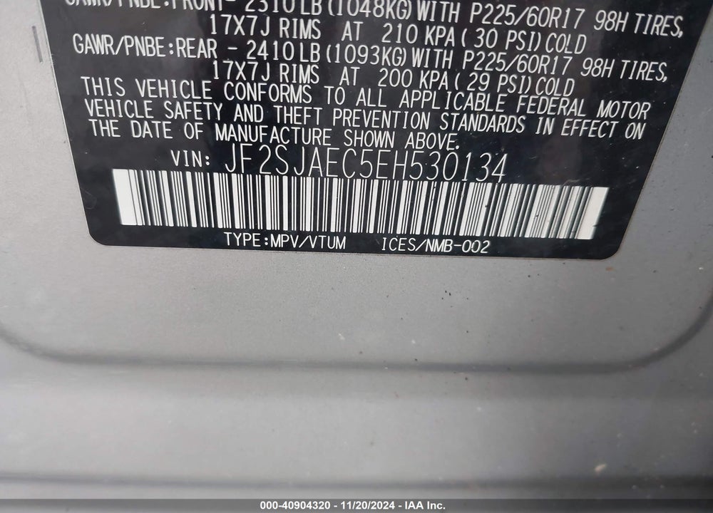 2014 SUBARU FORESTER 2.5I PREMIUM VIN: JF2SJAEC5EH530134