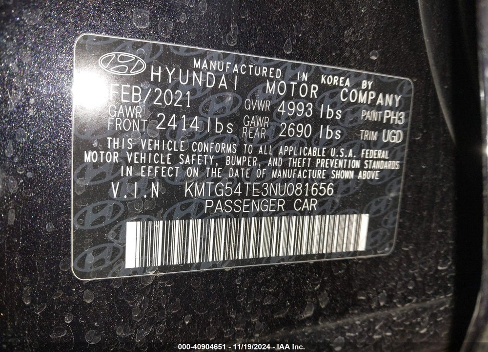 2022 GENESIS G70 3.3T AWD VIN: KMTG54TE3NU081656