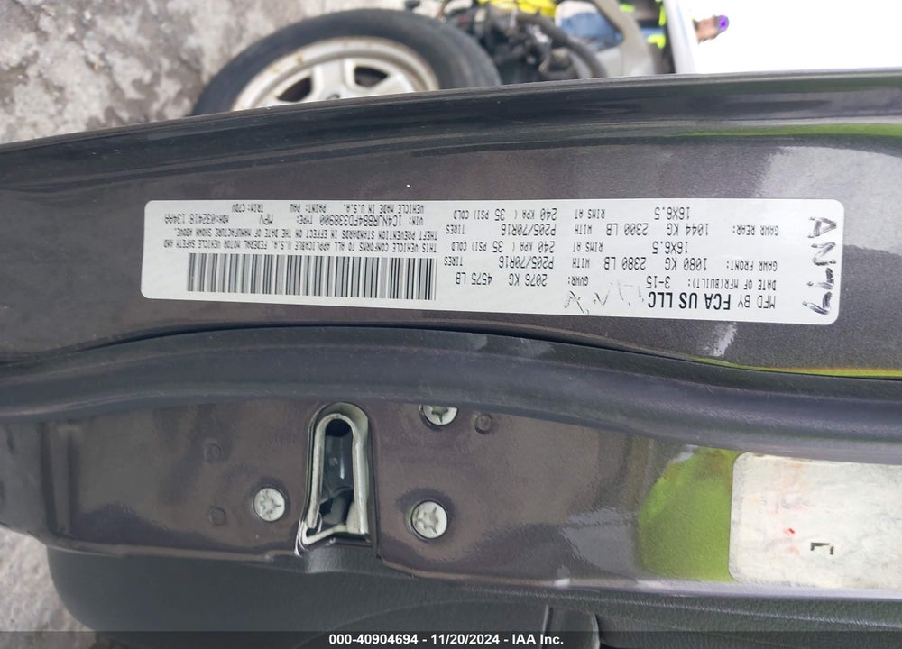 2015 JEEP PATRIOT SPORT VIN: 1C4NJRBB4FD338900