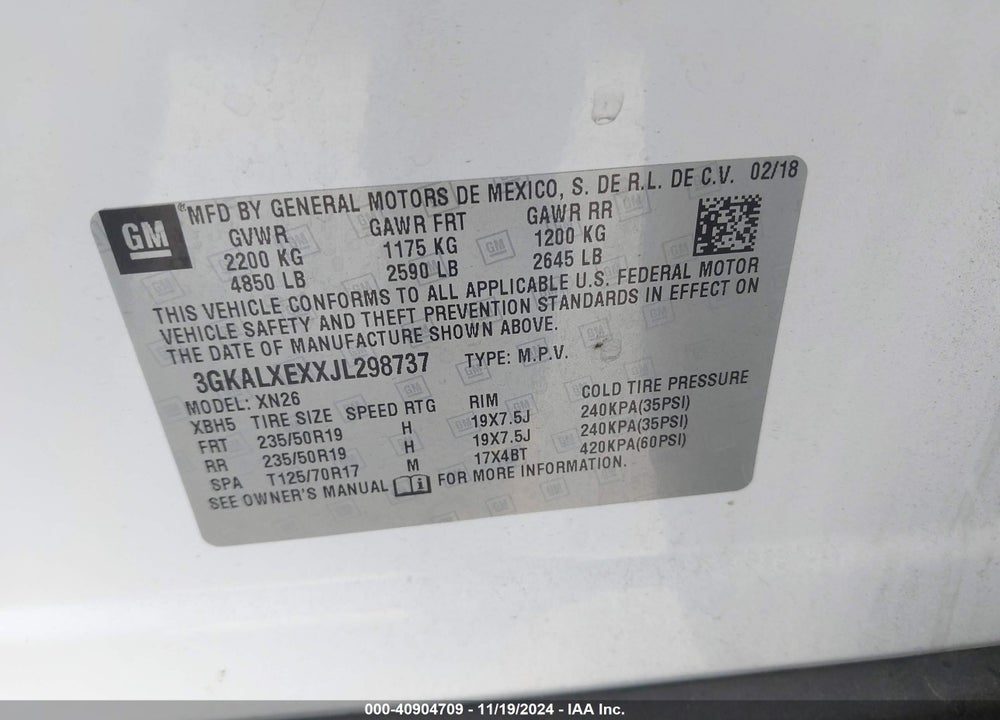2018 GMC TERRAIN DENALI VIN: 3GKALXEXXJL298737