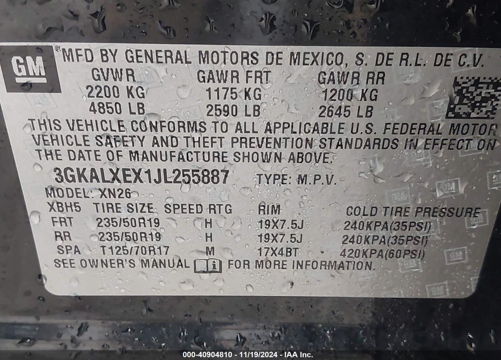 2018 GMC TERRAIN DENALI VIN: 3GKALXEX1JL255887