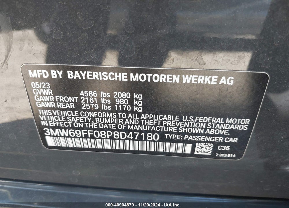 2023 BMW 330I VIN: 3MW69FF08P8D47180