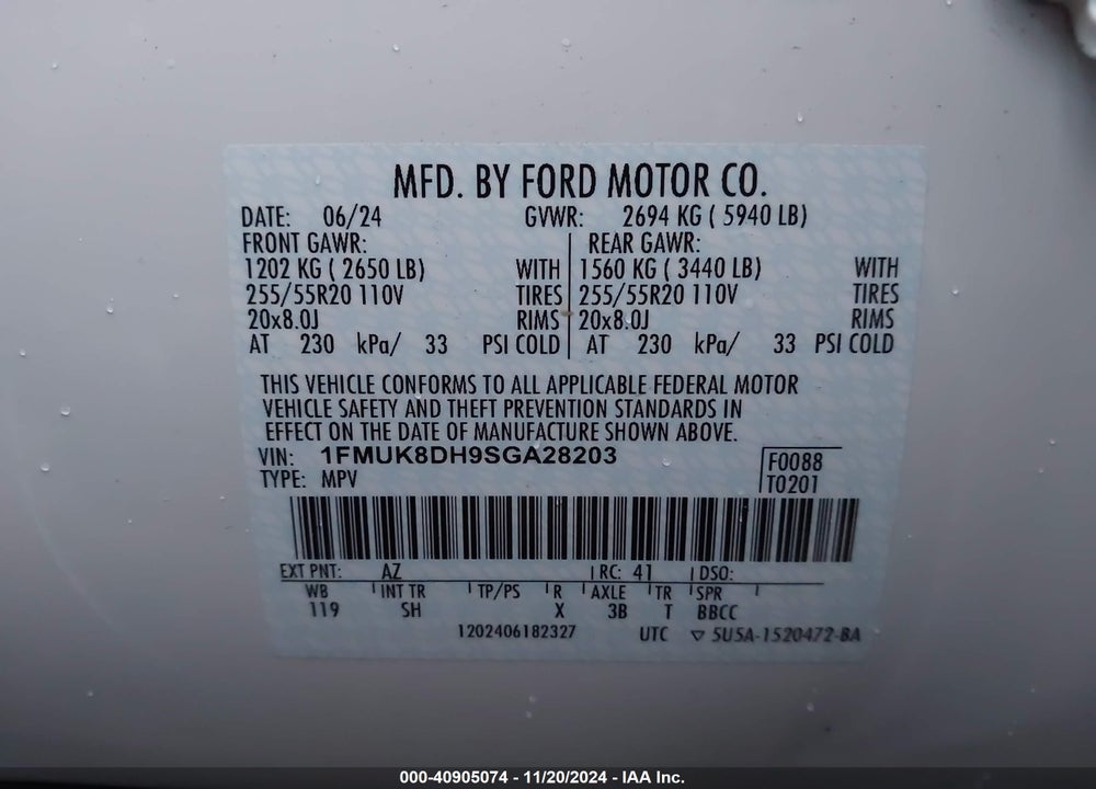 2025 FORD EXPLORER ACTIVE VIN: 1FMUK8DH9SGA28203