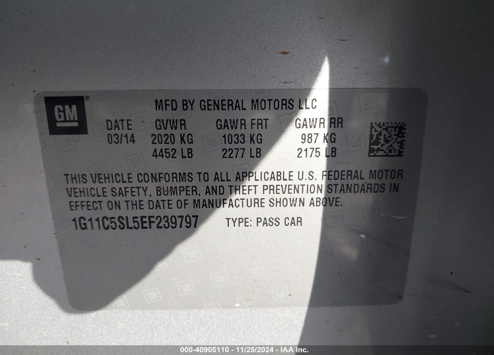 2014 CHEVROLET MALIBU 1LT VIN: 1G11C5SL5EF239797
