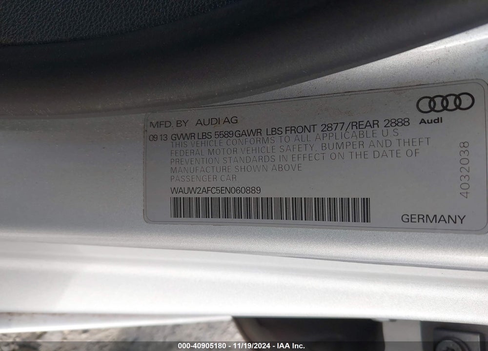 2014 AUDI S7 4.0T PRESTIGE VIN: WAUW2AFC5EN060889