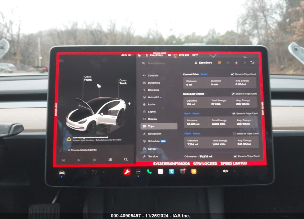 2022 TESLA MODEL 3 LONG RANGE DUAL MOTOR ALL-WHEEL DRIVE VIN: 5YJ3E1EBXNF198206
