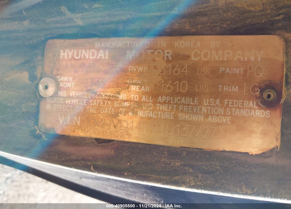 1996 HYUNDAI ACCENT L VIN: KMHVD14N9TU137727