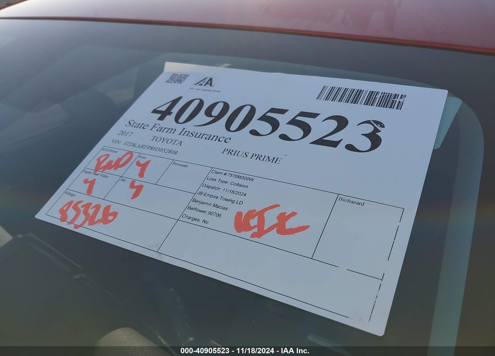 2017 TOYOTA PRIUS PRIME PREMIUM VIN: JTDKARFP8H3052808