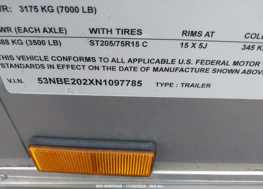 2022 DIAM ENCLOSED T VIN: 53NBE202XN1097785