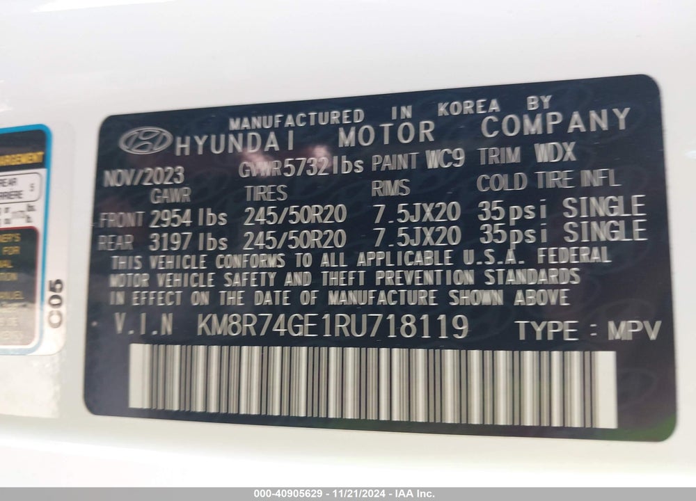 2024 HYUNDAI PALISADE CALLIGRAPHY VIN: KM8R74GE1RU718119