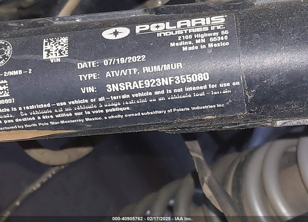 2022 POLARIS RZR PRO XP SPORT VIN: 3NSRAE923NF355080