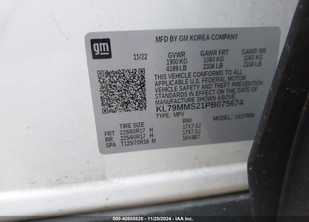 2023 CHEVROLET TRAILBLAZER FWD LS VIN: KL79MMS21PB075674