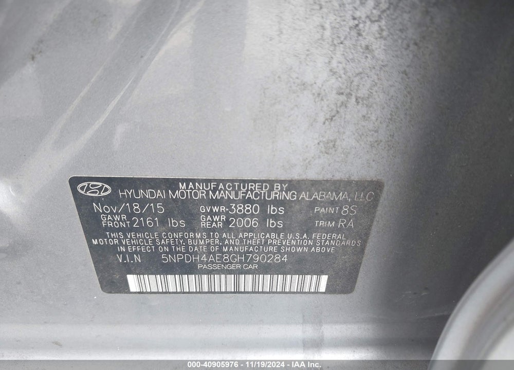 2016 HYUNDAI ELANTRA SE VIN: 5NPDH4AE8GH790284