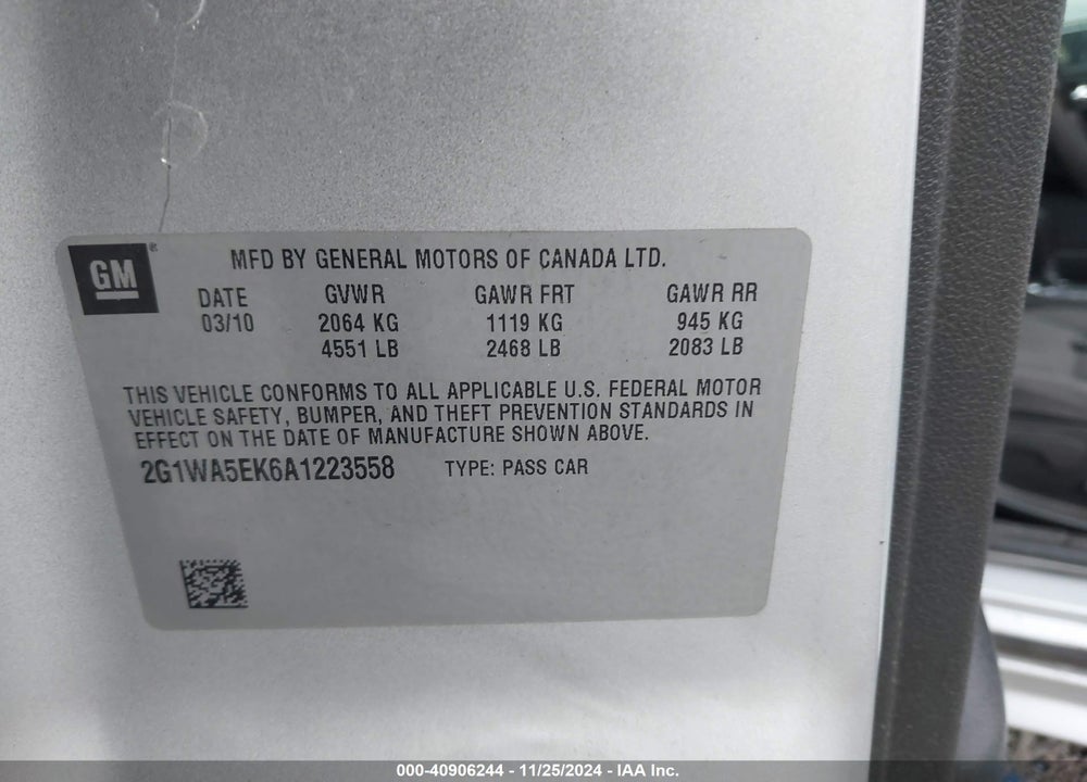 2010 CHEVROLET IMPALA LS VIN: 2G1WA5EK6A1223558