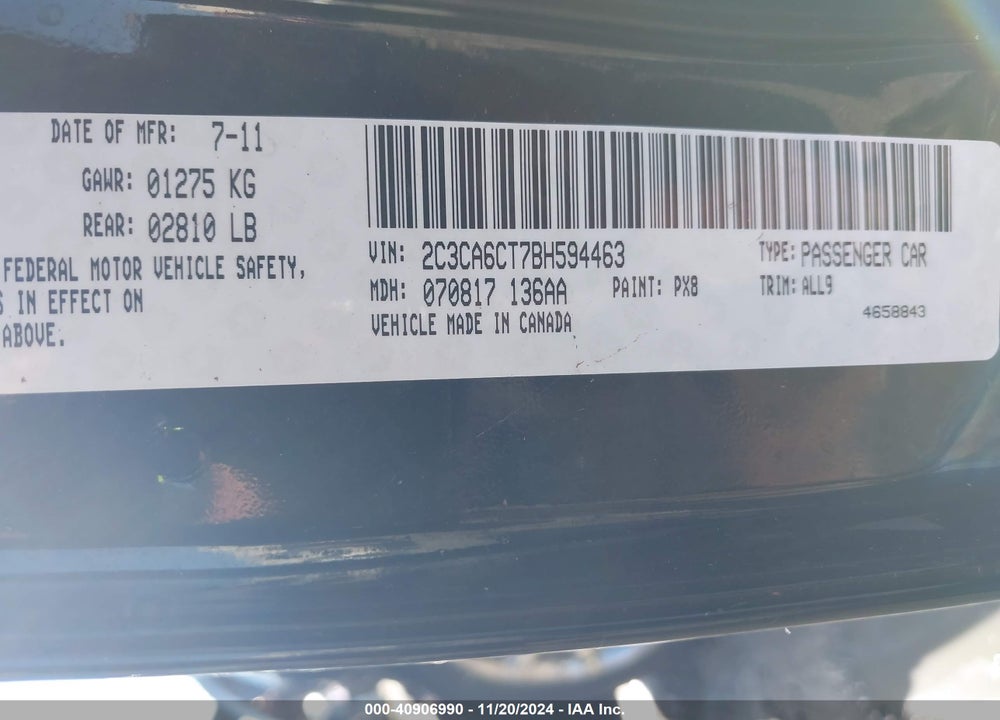 2011 CHRYSLER 300C VIN: 2C3CA6CT7BH594463