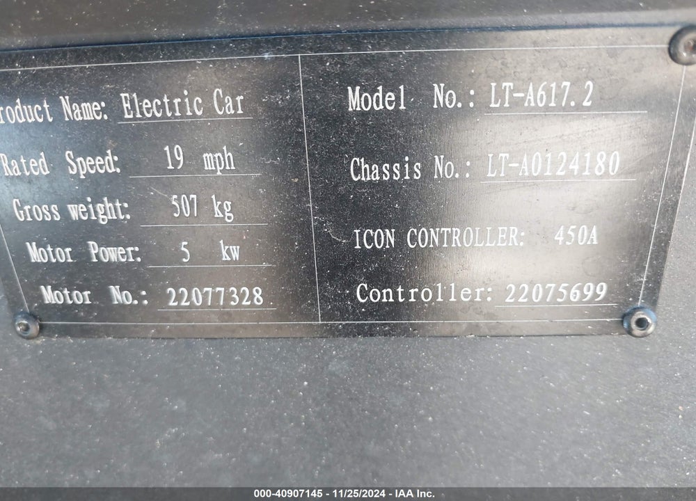 2023 GOLF CART OTHER VIN: LTA0124180