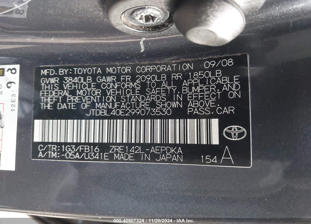 2009 TOYOTA COROLLA LE VIN: JTDBL40E299073530