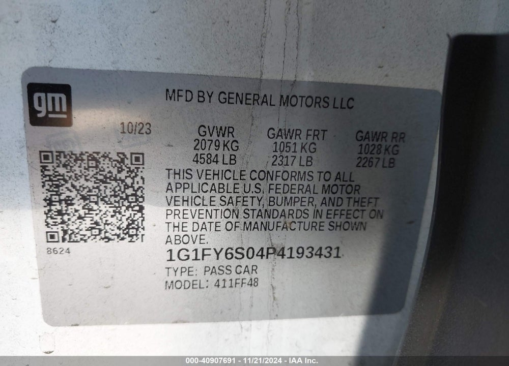 2023 CHEVROLET BOLT EUV FWD LT VIN: 1G1FY6S04P4193431