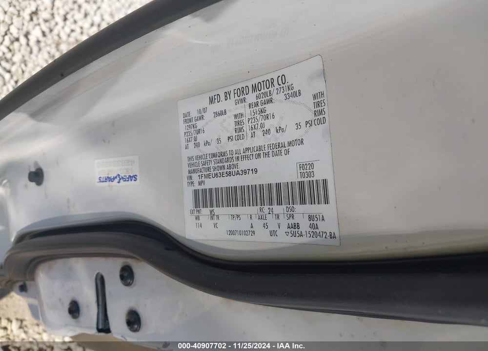 2008 FORD EXPLORER XLT VIN: 1FMEU63E58UA39719