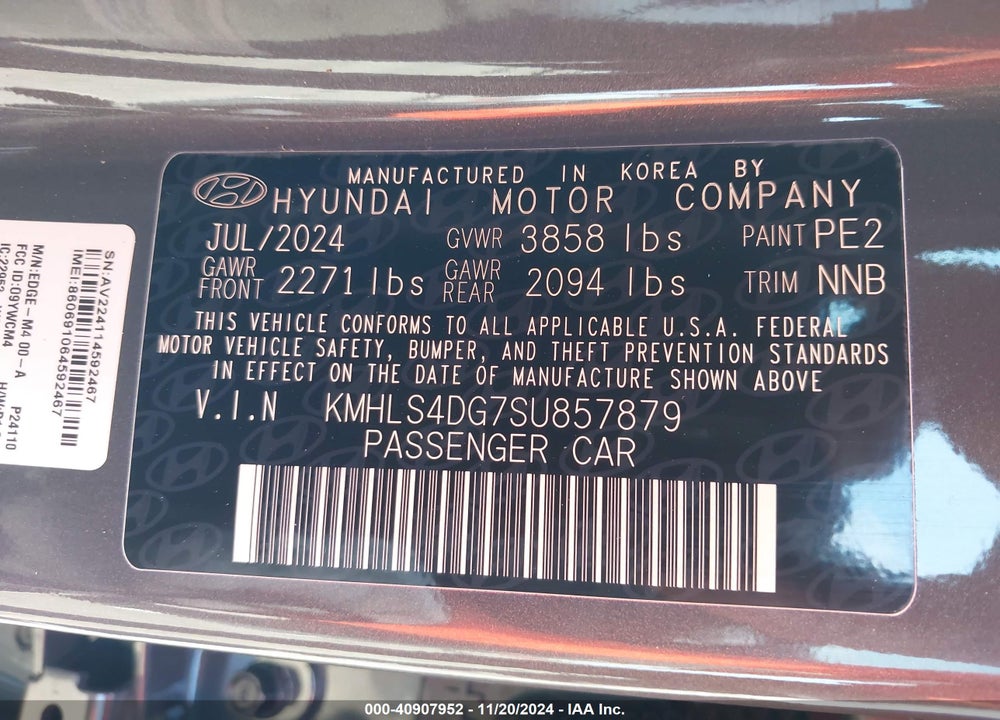 2025 HYUNDAI ELANTRA VIN: KMHLS4DG7SU857879