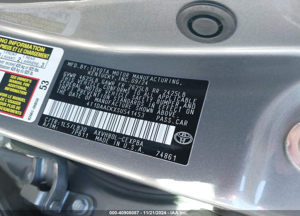 2025 TOYOTA CAMRY XSE VIN: 4T1DAACKXSU541453