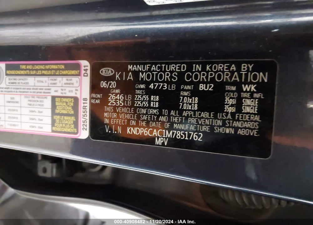 2021 KIA SPORTAGE S VIN: KNDP6CAC1M7851762