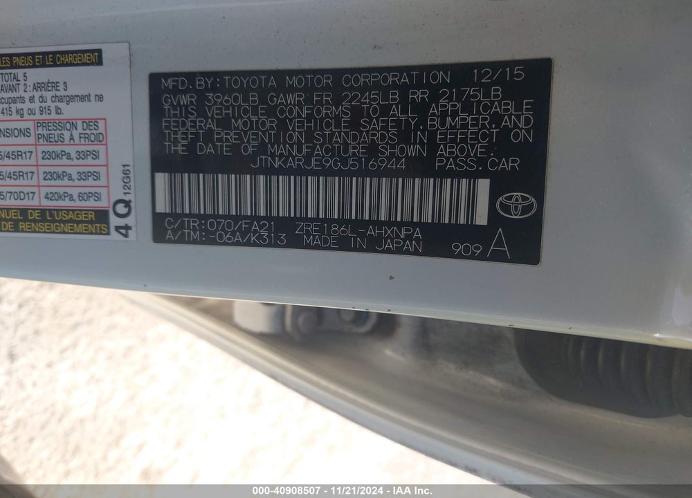 2016 SCION IM VIN: JTNKARJE9GJ516944