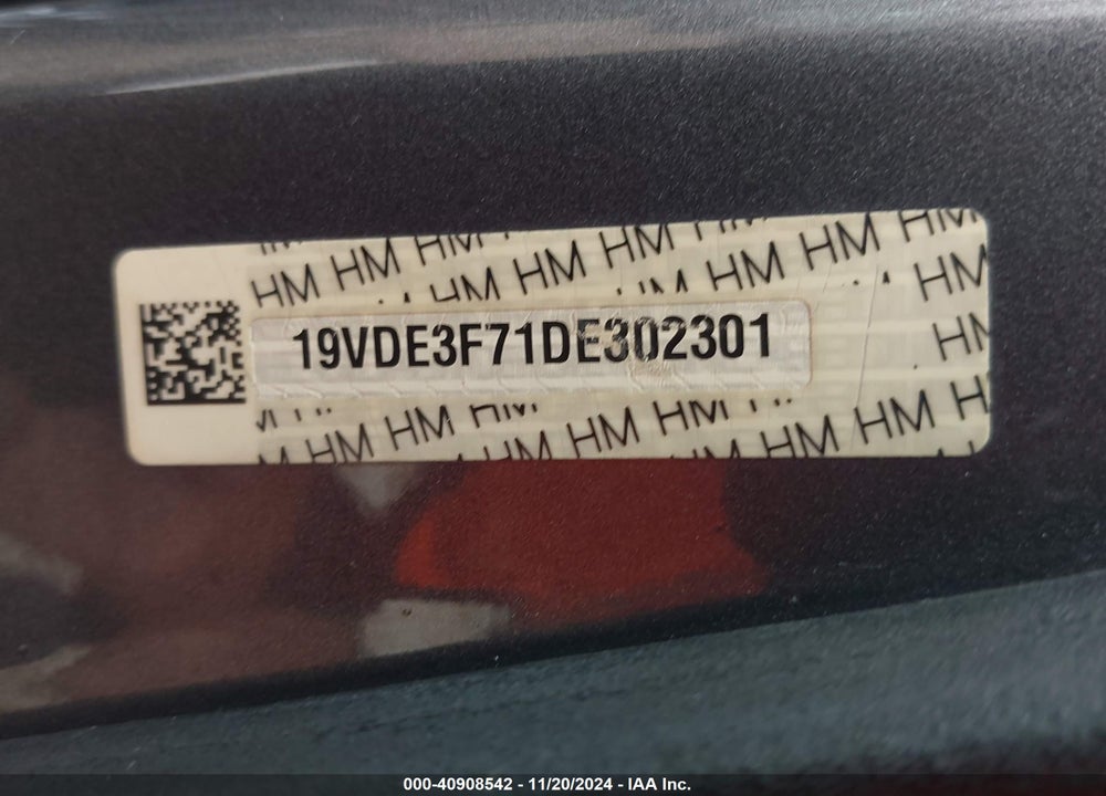 2013 ACURA ILX HYBRID 1.5L VIN: 19VDE3F71DE302301