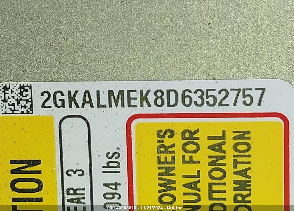 2013 GMC TERRAIN SLE-1 VIN: 2GKALMEK8D6352757