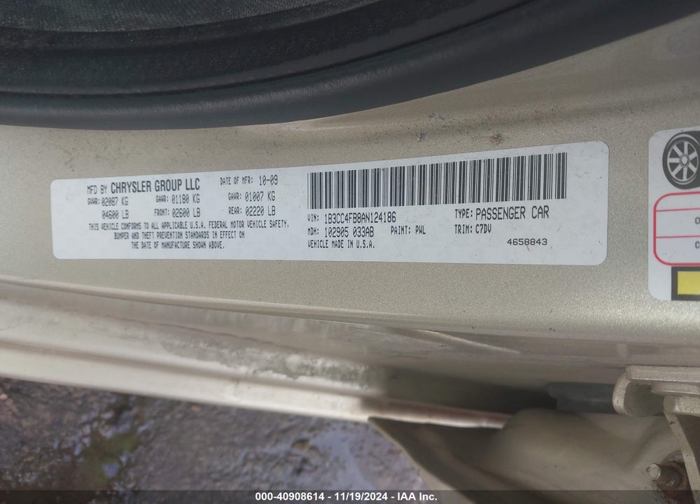 2010 DODGE AVENGER SXT VIN: 1B3CC4FB8AN124186