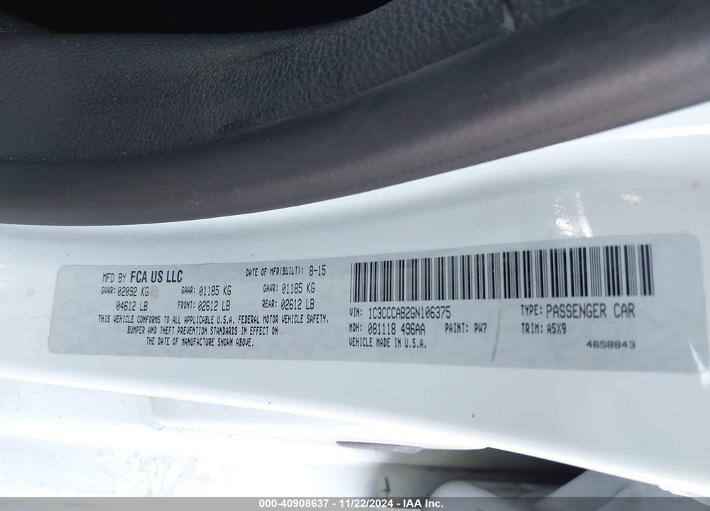 2016 CHRYSLER 200 LIMITED VIN: 1C3CCCAB2GN106375