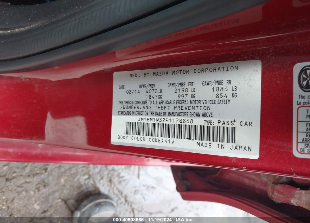 2014 MAZDA 3 S GRAND TOURING VIN: JM1BM1W32E1178868