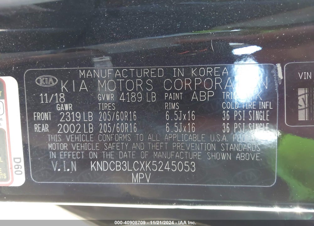 2019 KIA NIRO LX VIN: KNDCB3LCXK5245053