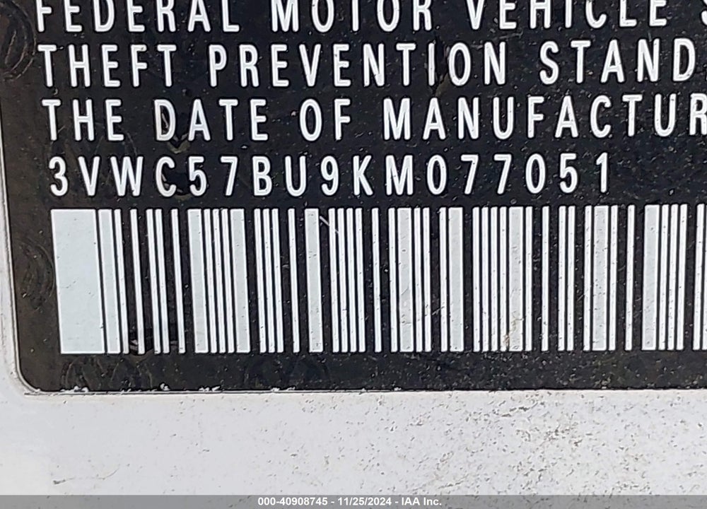 2019 VOLKSWAGEN JETTA VIN: 3VWC57BU9KM077051