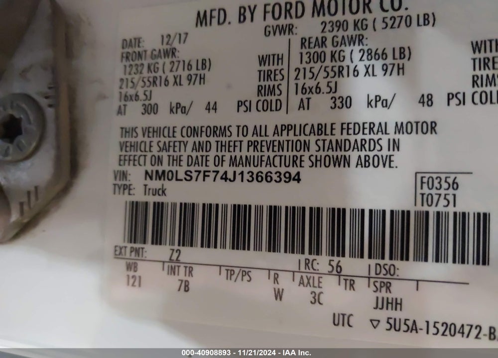 2018 FORD TRANSIT CONNECT XLT VIN: NM0LS7F74J1366394