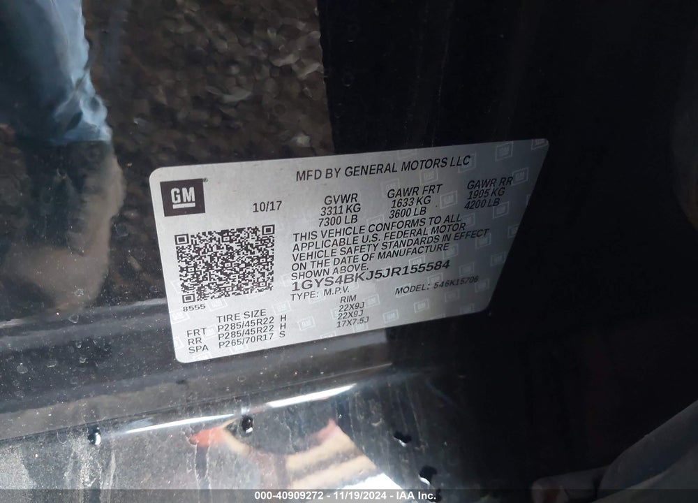 2018 CADILLAC ESCALADE LUXURY VIN: 1GYS4BKJ5JR155584